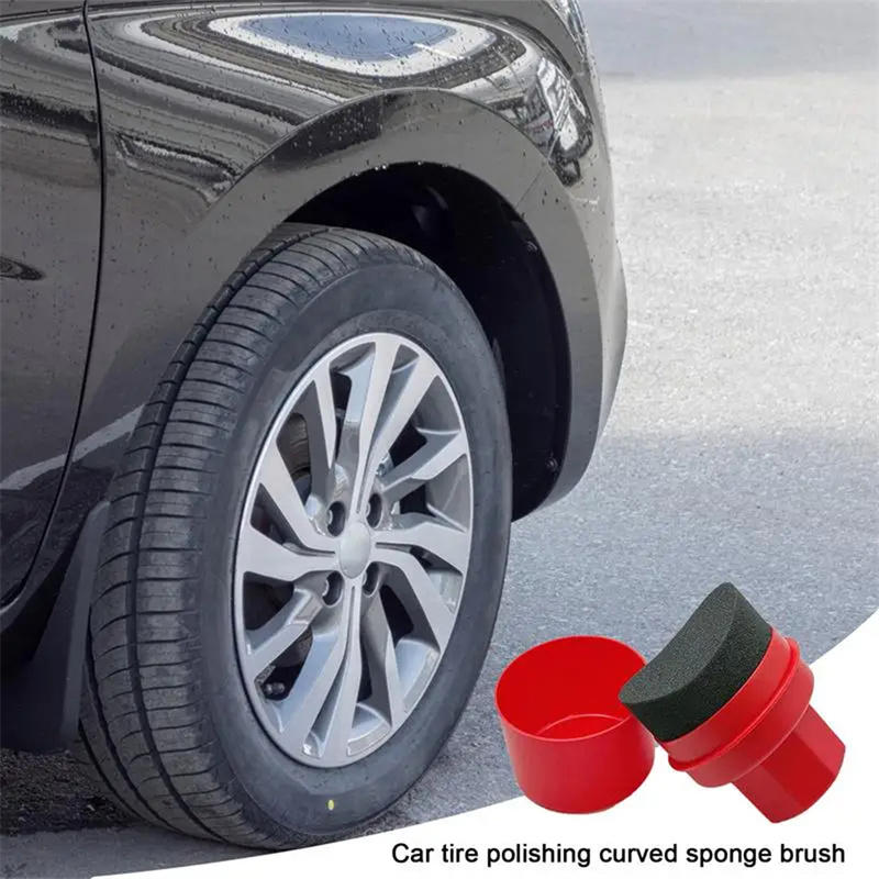 Wax Applicator Pad - ฟองน้ำขัดเคลือบยางรถยนต์แบบโค้งพร้อมฝาปิด แผ่นขัดเงารถยนต์แบบใช้ซ้ำได้ อุปกรณ์ทำความสะอาดล้อรถ