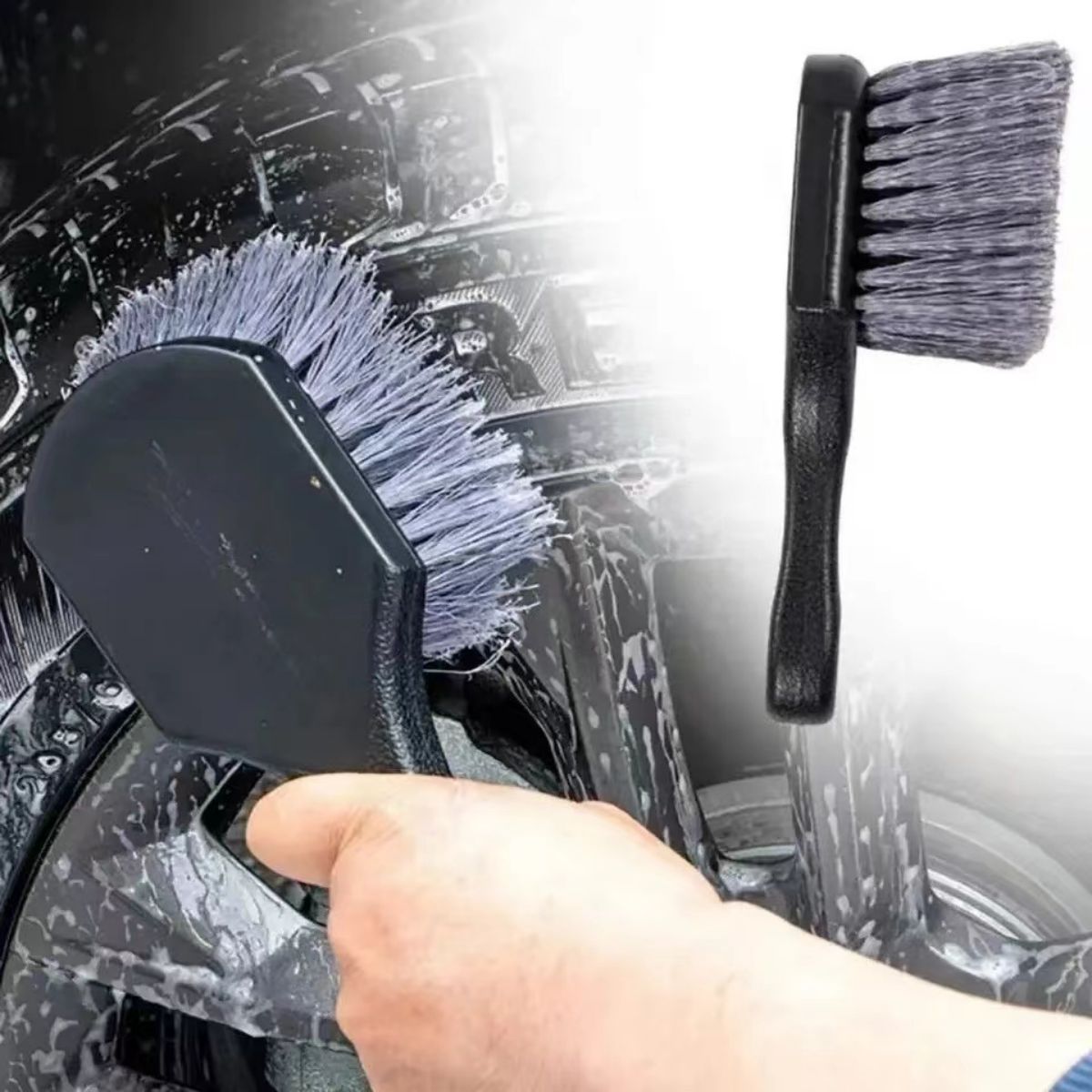 Detailing Brush Set - แปรงทำความสะอาดล้อรถยนต์ แปรงทำความสะอาดล้อแบบด้ามสั้น แปรงล้างขอบยาง ชุดอุปกรณ์ทำความสะอาดรักษารถยนต์ สำหรับรถยนต์