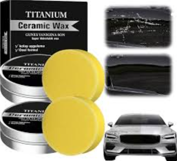 Car Wax Ceramic Coating - ครีมเคลือบเงารถยนต์ไทเทเนียมเซรามิก 100 กรัม สำหรับซ่อมรอยขีดข่วนเล็กน้อย ปกป้องสีรถ พร้อมฟองน้ำ