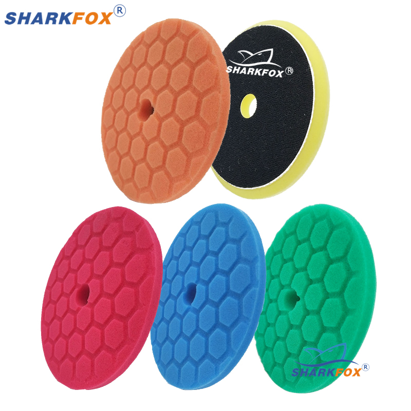 Polish Pad Set Buffer - Sharkfox ฟองน้ำขัดเงารถยนต์5ชิ้น/เซ็ต5นิ้ว (125มม.), ฟองน้ำขัดเงารถขัดเงาเรียบ HEX-Logic สำหรับ