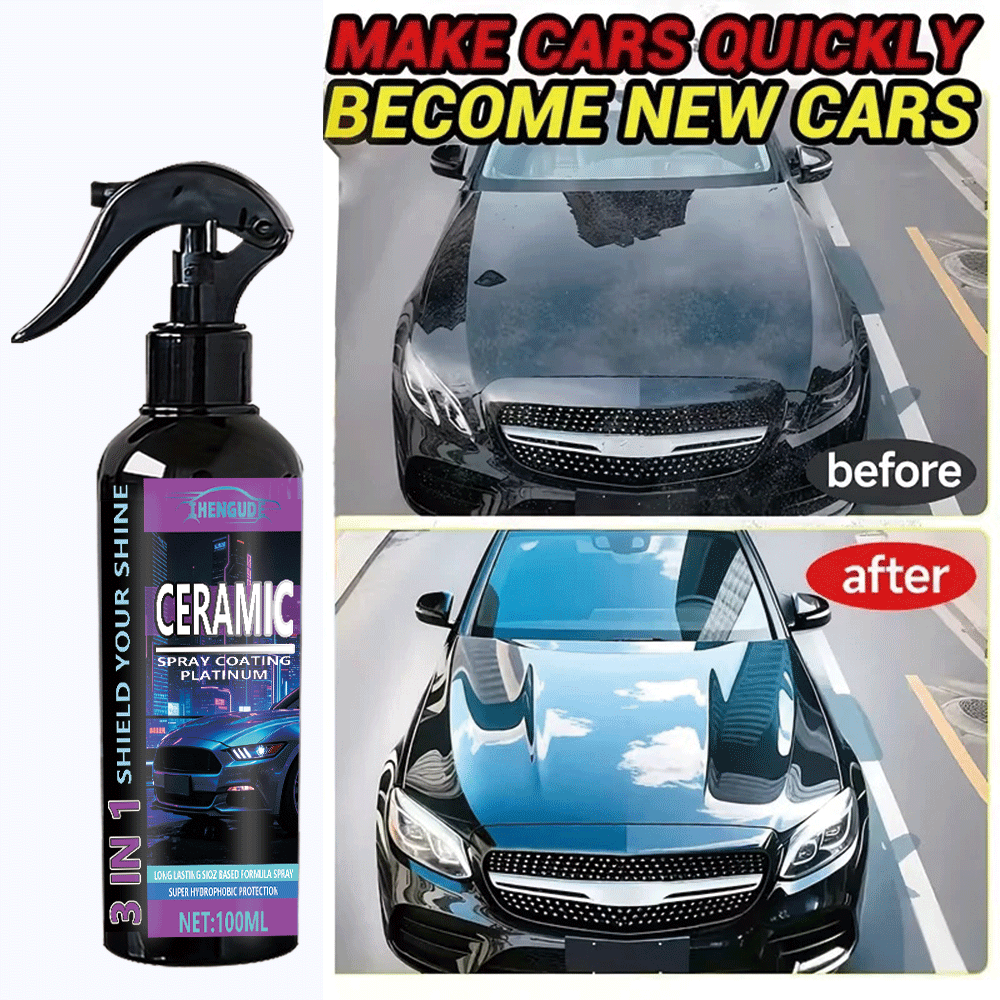 Car Wax Ceramic Coating - สเปรย์เคลือบเซรามิกนาโน 3-in-1 คุณภาพสูง ป้องกันรอยขีดข่วน เพิ่มความเงางาม เหมาะสำหรับพื้นผิวสีรถยนต์ทุกรุ่น
