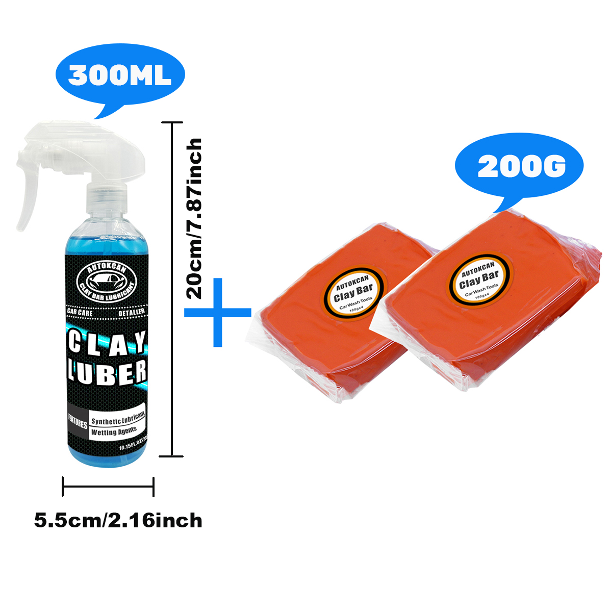 Clay Bar Lubricant - แท่งรถดินของเล่น200กรัมและน้ำมันหล่อลื่นสังเคราะห์มหัศจรรย์300มล. สำหรับทำความสะอาดล้อรถยนต์