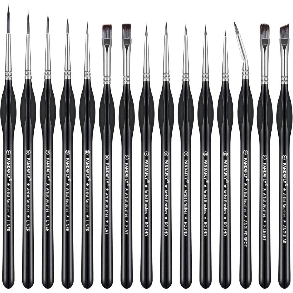 Detailing Brush Set - ชุดแปรงทาสีแบบมืออาชีพ 15 ชิ้น สำหรับงานศิลปะขนาดเล็ก งานวาดรายละเอียด และงานวาดภาพที่ต้องการความแม่นยำ