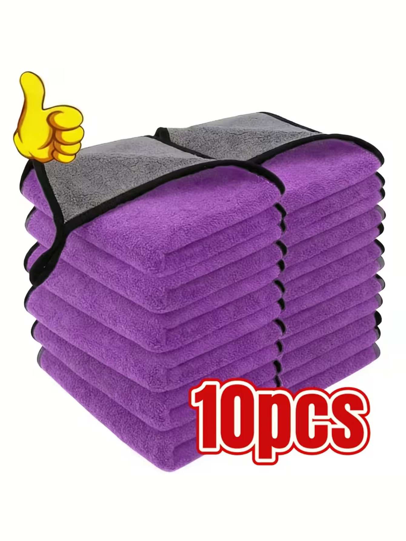 Microfiber Towel Detailing - ผ้าทำความสะอาดไมโครไฟเบอร์กำมะหยี่คอรัลแบบสองด้าน แพ็ค 10 ชิ้น | ผ้าขนหนูแบบใช้ซ้ำได้