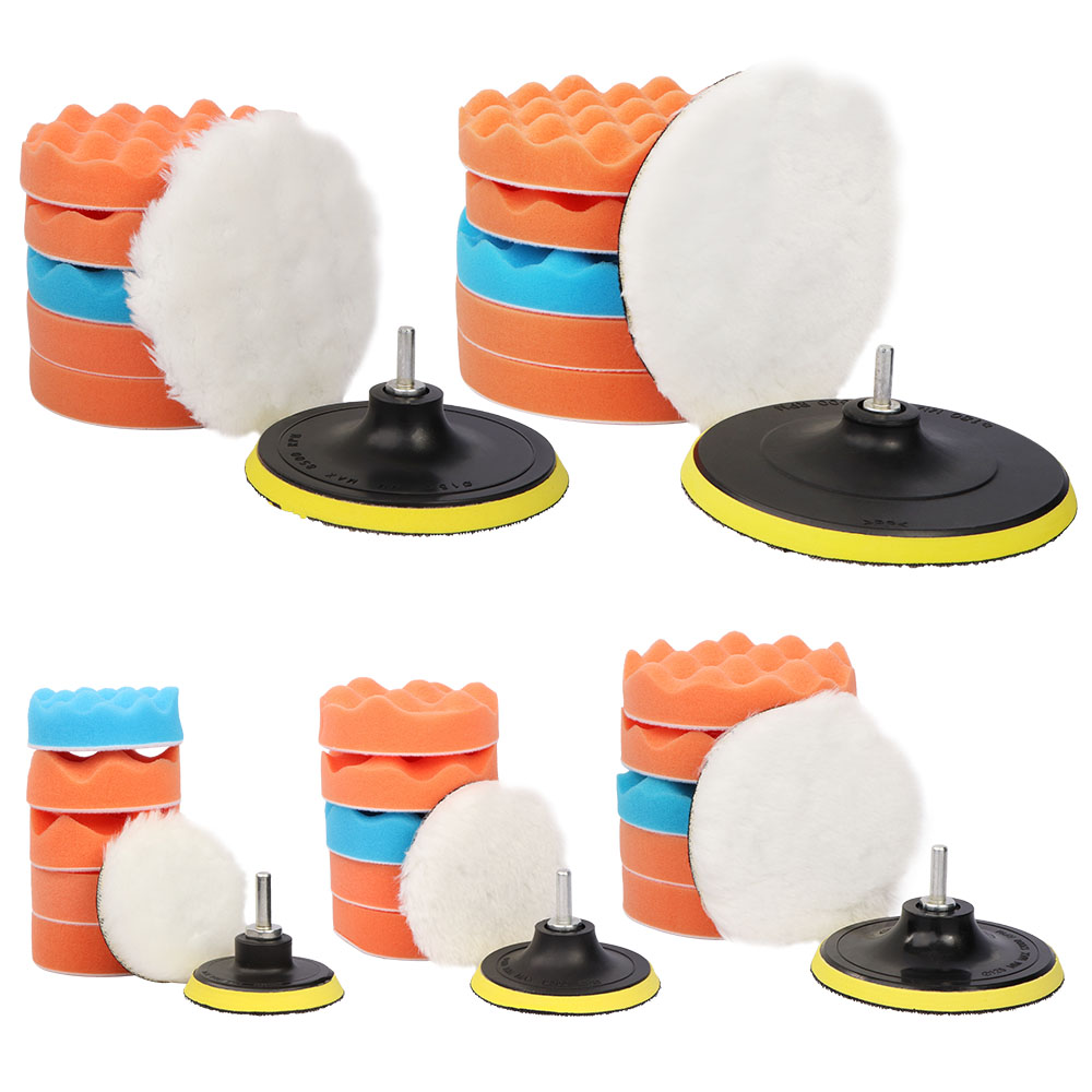 Polish Pad Set Buffer - ชุดแผ่นขัดรถยนต์8ชิ้นสำหรับอะแดปเตอร์สว่านขัดรถยนต์ M10 M14อุปกรณ์เสริมเครื่องมือไฟฟ้าบัฟเฟอร์3/4/5/6/7นิ้วชุดแผ่น