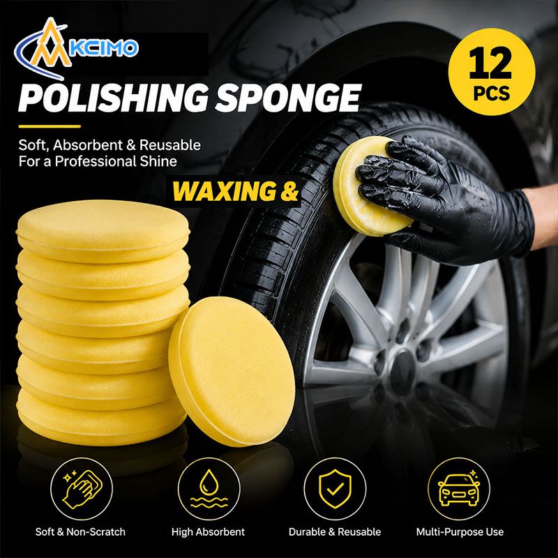 Wax Applicator Pad - ฟองน้ำขัดเคลือบสีรถยนต์แบบกลม 12 ชิ้น สำหรับขัดเงาและทำความสะอาดรถยนต์