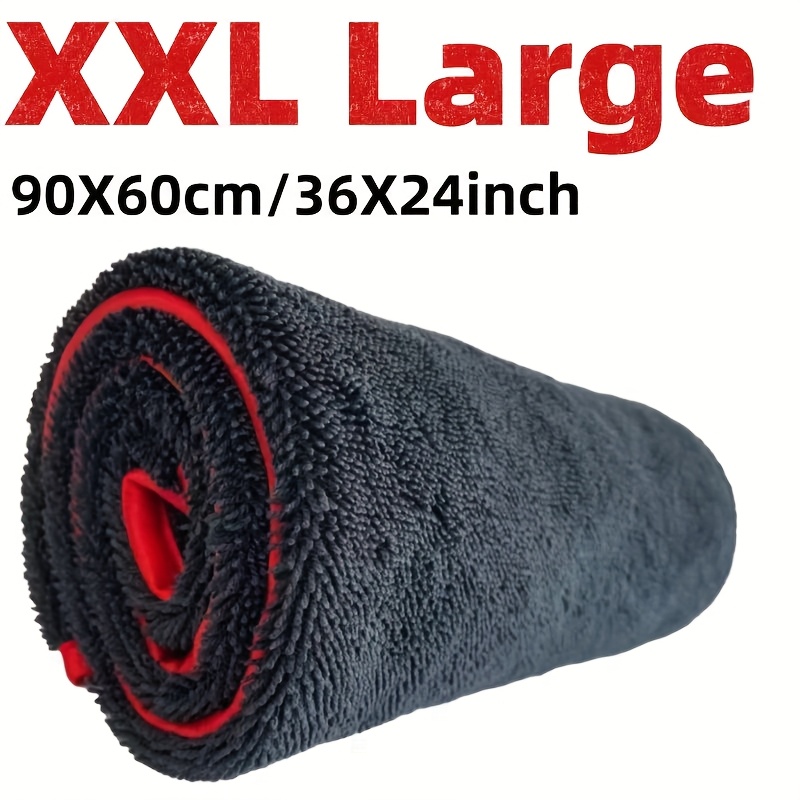 Microfiber Towel Detailing - ผ้าเช็ดรถแบบดูดซับพิเศษ XXL ผ้าไมโครไฟเบอร์ขนาดใหญ่พิเศษสำหรับเช็ดแห้ง - เทคโนโลยีดูดซับพิเศษแบบหนาพร้อมดีไซน์วงแหวนบิด