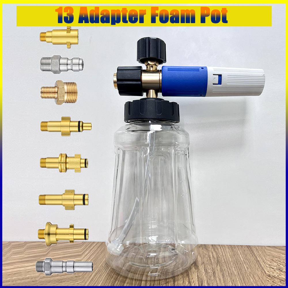 Pressure Washer Foam Gun - อะแดปเตอร์หลากหลายแบบ โฟมใสสำหรับเครื่องฉีดน้ำแรงดันสูง Karcher/ Bosch/Nilfisk/Lavor/ Elitech ปืนฉีดโฟมล้างรถ
