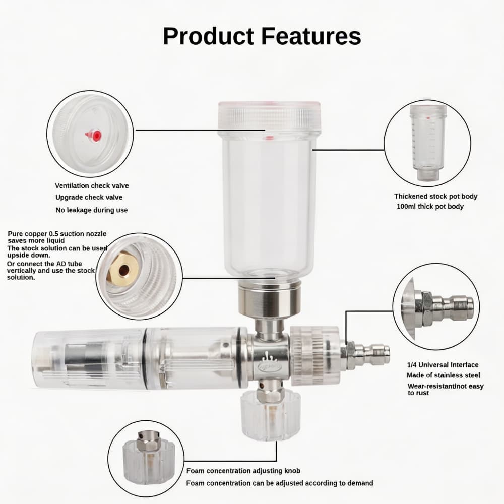 ปืนฉีดโฟมปรับได้ 100 มล. ทนกรด - Pressure Washer Foam Gun บทวิจารณ์และราคา