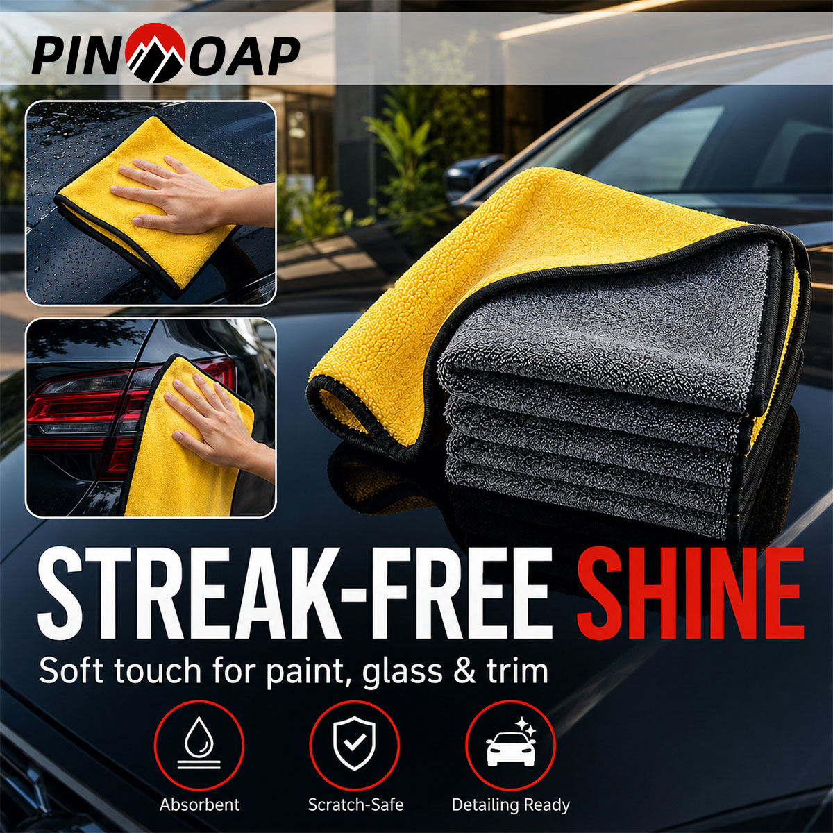 PINMOAP 1/3/5/10PCS ผ้าทำความส - Microfiber Towel Detailing บทวิจารณ์และราคา